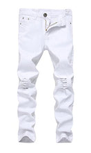 Load image into Gallery viewer, Boy&#39;s White Skinny Fit Ripped Destroyed Distressed Stretch Slim Jeans Pants