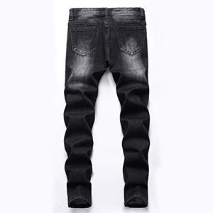 Boy's Fashion Skinny Fit Ripped Destroyed Distressed Stretch Biker Moto Wrinkled Camo Jeans Pants,L0083,14