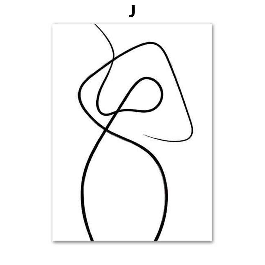 Black White Fashion Woman Abstract Lines Wall Art Canvas Painting Nordic Posters And Prints Wall Pictures For Living Room Decor 1