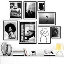 Load image into Gallery viewer, Black White Fashion Woman Abstract Lines Wall Art Canvas Painting Nordic Posters And Prints Wall Pictures For Living Room Decor 1