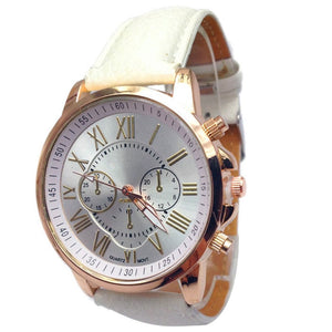 Men Leather Quartz Wrist watch Round Glass Simple Fashion