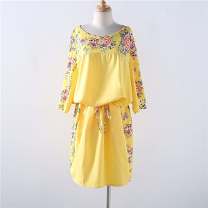 New 6XL Large Size 2018 Summer Dress Big Size Print Dress Blue Red Yellow Straight Dresses Plus Size Women Clothing Vestidos