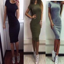 Load image into Gallery viewer, New SEXY Women Summer Casual Dresses Short Sleeve Evening Party Black Gray Army Green Dress Women clothing