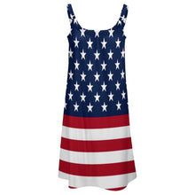 Load image into Gallery viewer, American Flag Patriotic Dress Stars and Stripes Sleeveless Pretty Dresses Women Korean Fashion A Line Sundress Birthday Gift