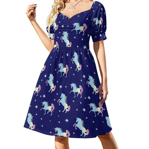 Unicorns In Space Dress Cartoon Ombre Unicorn Pretty Dresses Street Fashion Casual Dress Summer V Neck Pattern Oversize Vestido 1