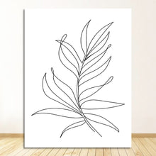 Load image into Gallery viewer, Black White Canvas Painting Wall Art Line Drawing Girl Home Decor Minimalist Simple Fashion Poster Women Flower Leaf Body Sketch