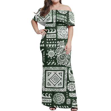 Plus Size 7XL Dress Off Shoulder Clothing Maxi Dresses Polynesian Samoa Designs Fashion Print Custom Women One Shoulder Dresses