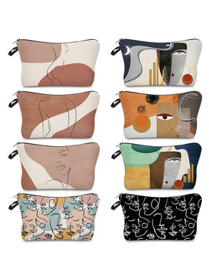 Art Line Print Portable Toiletry Organizer Bag Foldable Cosmetic Bags Fashion Women Brand Makeup Bag Simple Coin Purse