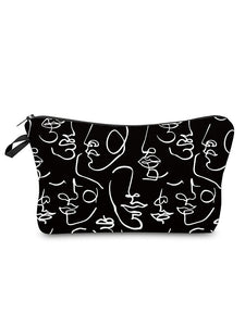 Art Line Print Portable Toiletry Organizer Bag Foldable Cosmetic Bags Fashion Women Brand Makeup Bag Simple Coin Purse