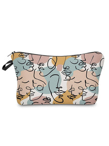 Art Line Print Portable Toiletry Organizer Bag Foldable Cosmetic Bags Fashion Women Brand Makeup Bag Simple Coin Purse