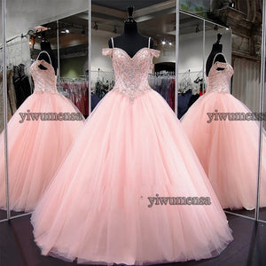 Vestido de 15 anos debutante sweet 16 dresses Pink Custom made Crystals Beading quinceanera dresses vestidos de 15 anos Dress