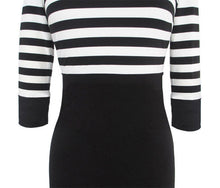 Load image into Gallery viewer, Women Striped Empire Half Sleeve Regular Polyester Dress