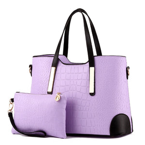 YINGPEI Women Bag Vintage Messenger Bags Shoulder Handbag Women Top-Handle Crocodile Pattern Composite Bag Purse Wallet Leather