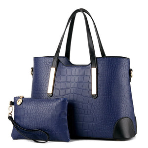 YINGPEI Women Bag Vintage Messenger Bags Shoulder Handbag Women Top-Handle Crocodile Pattern Composite Bag Purse Wallet Leather