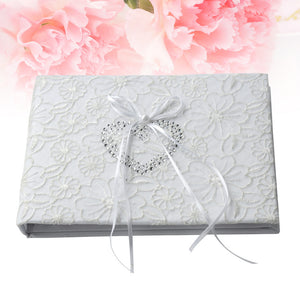 Guest Book White Lace Ribbon Sign Book for Wedding Engagement Party