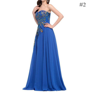 Embroidered Chiffon Peacock Evening Dresses Mopping Dress