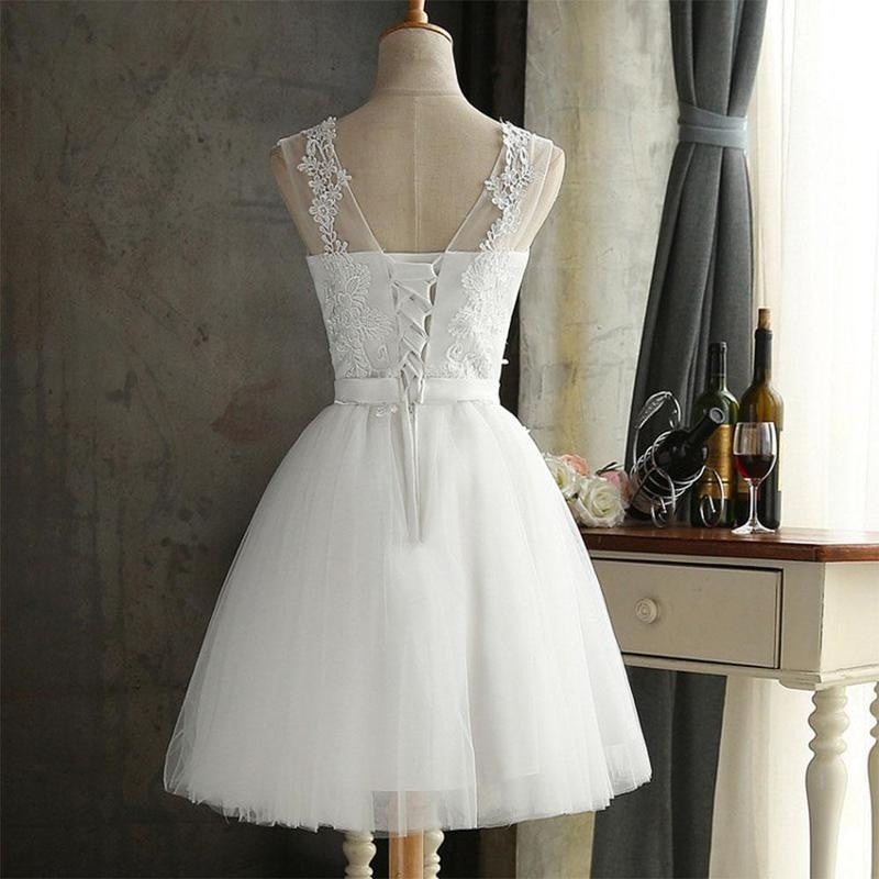 White Lace Evening Dress Bestie Bridesmaid Dresses Graduation Skirt Vestido De Noiva