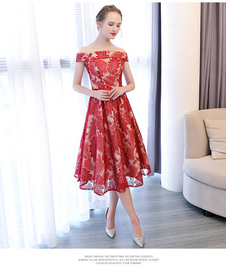 Red Lace Evening Dress