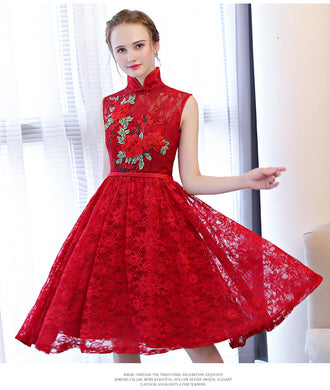 Brand New Chinese Style Embroidery Lace Evening Dress