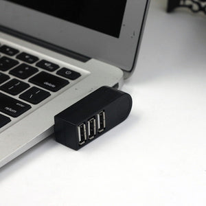 New Mini 3 Port USB 2.0 Rotating Splitter Adapter Hub For PC Laptop Notebook